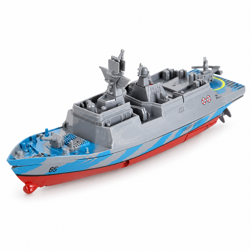 Gray RC frigate three-quarter left studio image