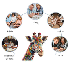 Flower giraffe wooden jigsaw puzzle enjoyed by family friends couples and seniors Toylvia