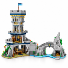 Foldable Azure Throne fortress building-block model opened to show its modular interior on white
