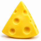 Close macro of the cheese wedge squish fidget toy showing its rounded molded holes and soft matte surface.