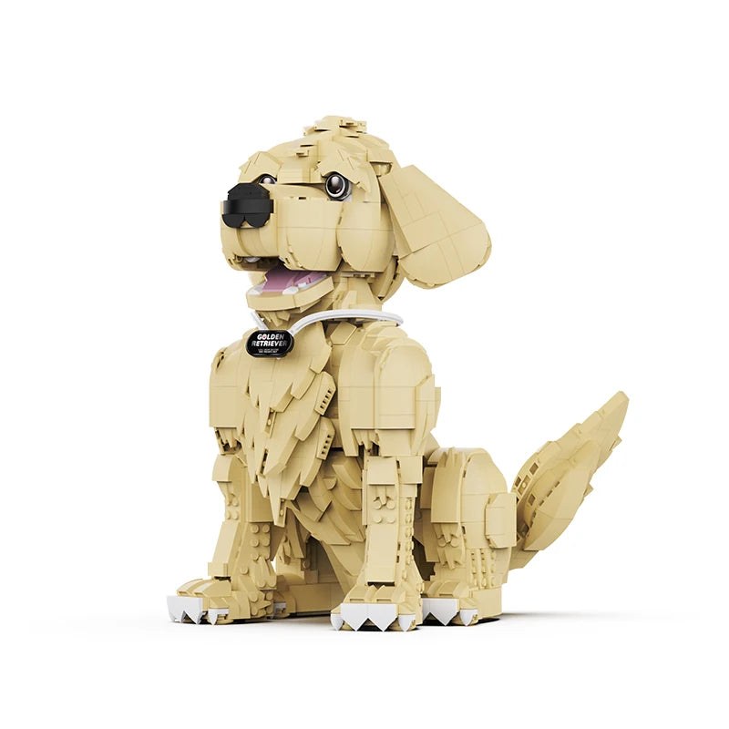 Original Golden Retriever 1754pcs building blocks set premium packaging box with product branding.