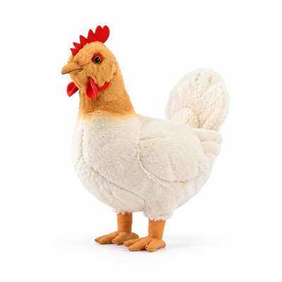 30cm Hen plush toy, 45-degree left-facing studio product image