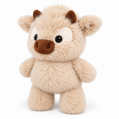 Highland Cow plush, left-facing three-quarter studio product image