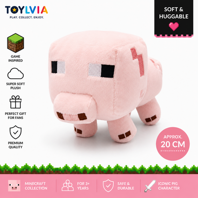 Minecraft Pig Plush Toy – Soft Stuffed Game Character Doll