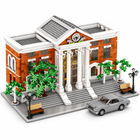 Elevated view of the Movie Valley Court courthouse, roof and included car