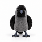 Western jackdaw plush bird, front view