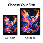 Phoenix wooden puzzle size guide: A5 15 cm and A3 28 cm