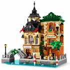 Riverside Bistro & Hair Salon 2,924-piece building block set assembled on a white studio background