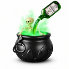 Animated Skeleton Cauldron with LED Light & Water Mist viewed three-quarter left on white