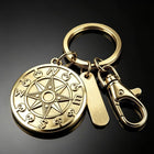 Macro photograph showing the Gold, Silver, and Black stainless steel skull compass pendants arranged side by side.