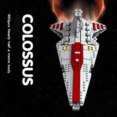 Completed Space Battleship sci-fi defense spaceship collectible model displayed showing full 960-piece construction with advanced spaceship aesthetics, professional finishes, detailed weapons systems, and impressive desktop decoration appearance