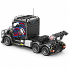 Rear three-quarter view of the black heavy semi-tractor building block model