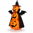 5FT 3-Tier Retractable Fabric Pumpkin Halloween Light 130 LEDs viewed three-quarter left on white