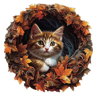 Optical Feline: 3D Vision Effect Cat Wooden Puzzle