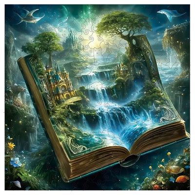Literary Haven: High-Difficulty Magical Forest of Books Wood Puzzle