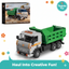 Toy dump truck with green bed and gray cab, featuring the Toyliava Toys brand.