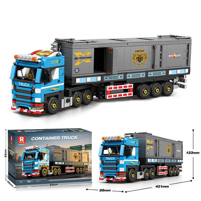 Container Truck Building Blocks Set - 992pcs European Heavy Duty Trailer