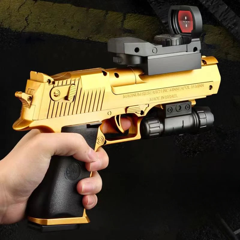 Hand holding gold Desert Eagle soft bullet toy gun – Toylvia