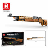 Toylvia Kar98K building block rifle with packaging box and size overview chart