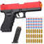 Red soft bullet toy gun with shell ejection, foam darts, magazine and shells included, safe toy pistol for kids age 6+