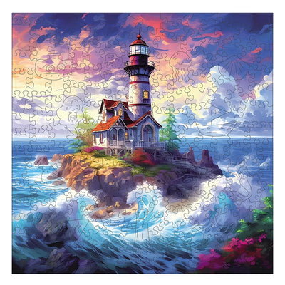 Beacon at Sea: High-Difficulty Wave Lighthouse Wooden Puzzle