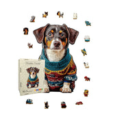Wooden dachshund dog puzzle with unique whimsy pieces and gift box – Toylvia™
