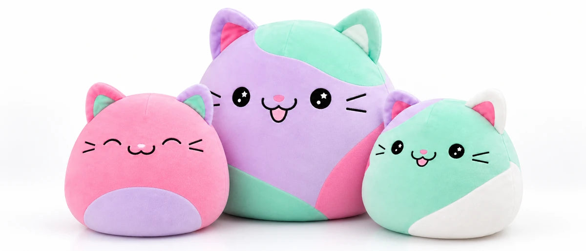 3PCS New Cat Pillow Plush Set - Cartoon Cute Stuffed Animals