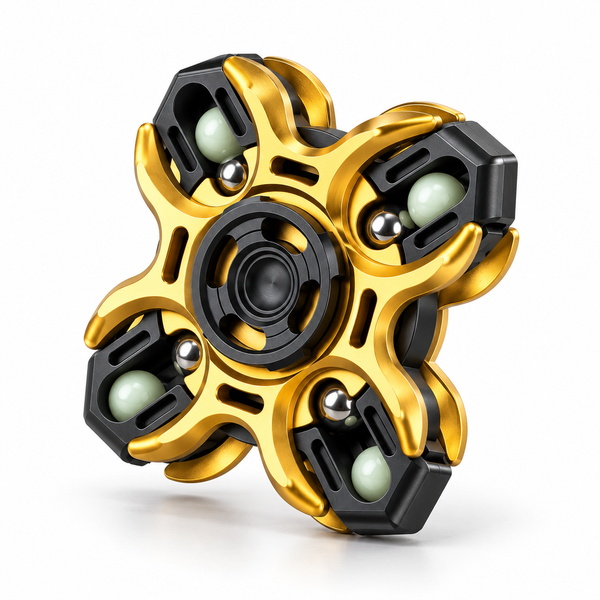 Gold & Black aluminum fidget spinner.