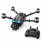 Black GT6 GPS drone and matching controller, left-facing three-quarter hero view.