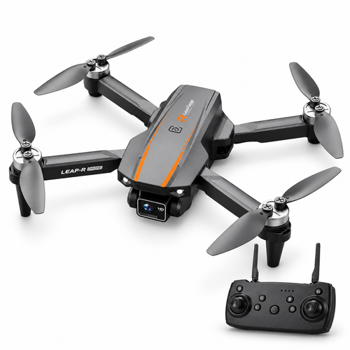 H31 brushless drone with dual-antenna remote controller on a white studio background