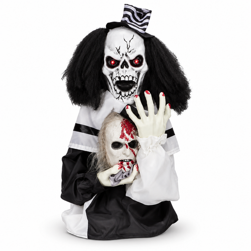 1.8FT Animated Scary Clown Halloween Prop Sound Activated Decor - alternate view