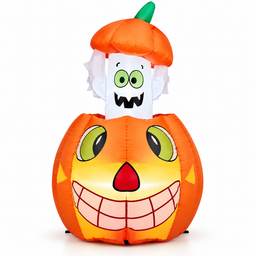 2.8FT Halloween Inflatable Animated Pumpkin Ghost LED Decor - alternate view