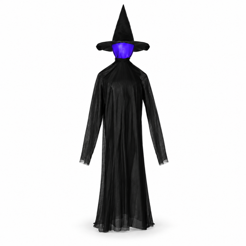 63" Halloween Standing Witch with Color-Changing LED Head - alternate view