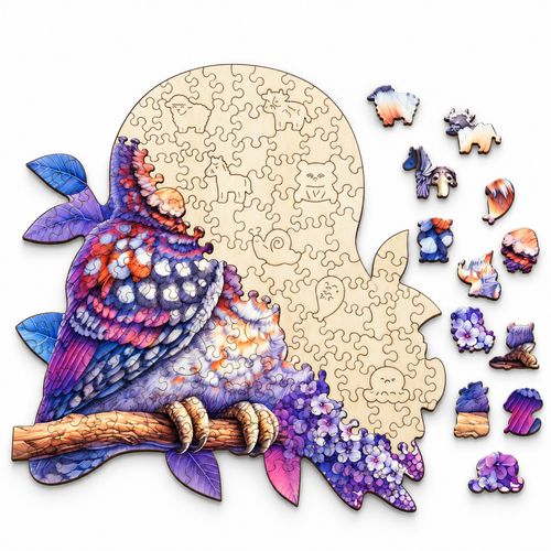 Owls Wooden Puzzle for Adults Unique Shaped Pieces Room Decor - alternate view