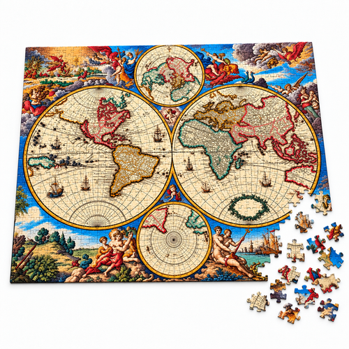 Ancient World Map 1000 Piece Jigsaw Puzzle Fine Art Decor - alternate view