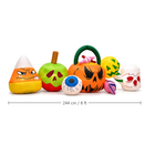 8ft Halloween inflatable set on white: candy corn, green apple, eyeball, pumpkin with handle, candies, lollipop,...