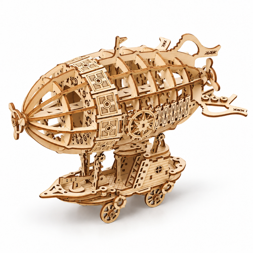 3D Wooden Zeppelin Puzzle Model - Mechanical DIY Building Kit for Adults - alternate view