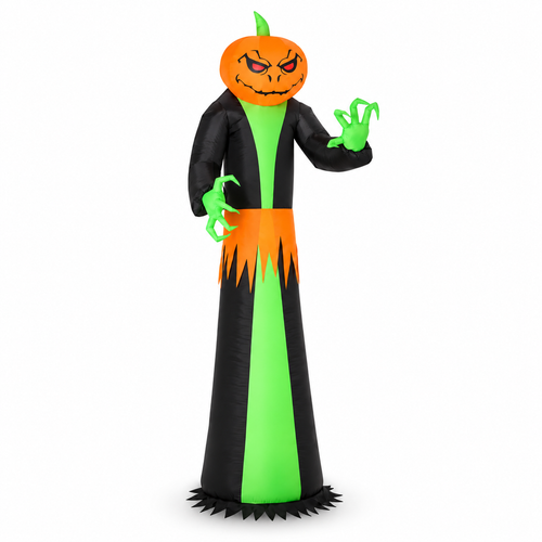 9FT Halloween Inflatable Pumpkin Head Ghost Outdoor LED Decor - alternate view