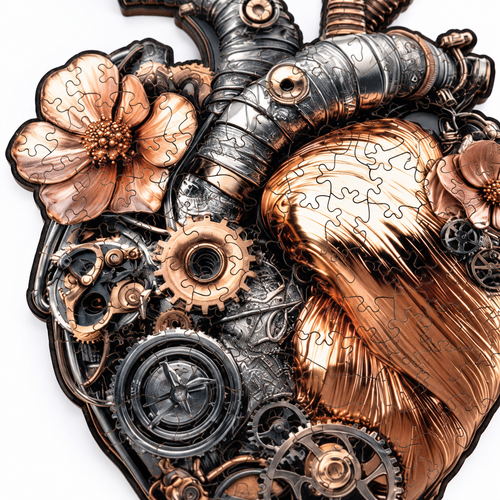 Chrono-Core: 3D Mechanical Heart Wooden Puzzle - alternate view