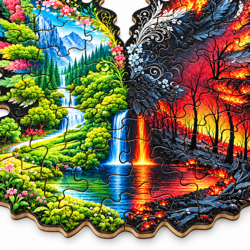 Majestic Vista: High-Difficulty Landscape Wooden Puzzle with Whimsies - alternate view