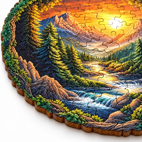 Wilderness Waters: Mountain Streams Landscape Adult Wooden Puzzle - alternate view