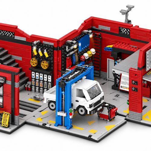 2819PCS Vehicle Service Car Mod Shop Building Blocks Set (NO BOX) - alternate view