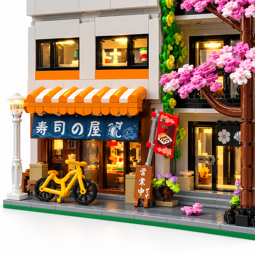 3911PCS Japanese Sushi Shop Apartment Building Blocks LED - alternate view