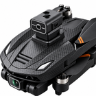 V168 MAX obstacle-avoidance sensor and carbon-fiber body macro detail.