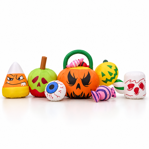 8FT Halloween Inflatable Pumpkins Eyeball Candy Yard Decor - alternate view