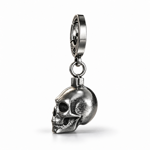 Men's Stainless Steel Skull Keychain Pendant EDC Key Fob - alternate view