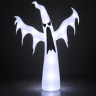 6ft white ghost inflatable glowing with built-in LED lights on a dark background