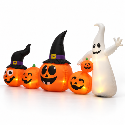 8FT Long Halloween Inflatable Pumpkins Ghost Yard Decor - alternate view