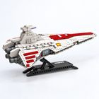960-piece spaceship building blocks set mounted on its black display stand, rear three-quarter view