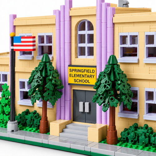 Springfield School Building Blocks Set - 3500PCS Cartoon Architecture - alternate view